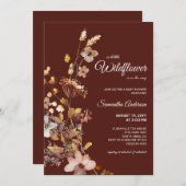 Fall Boho Wildblumen Burgundy Babydusche Einladung (Vorne/Hinten)