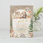 Fall Boho Woodland Forest Baby Dusche Einladung (Stehend Vorderseite)