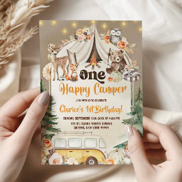 Fall Boho Woodland Forest Happy Camper Geburtstag Einladung