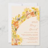 Fall boho yellow flowers script wedding einladung (Vorderseite)