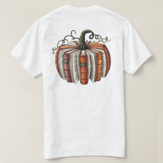 Fall Book Pumpkin, Cozy Autumn Reading T-Shirt (Design Rückseite)