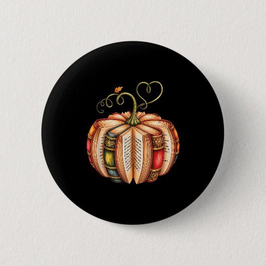 Fall Book Pumpkin Fall Librarians Bookworm Teacher Button (Vorderseite)