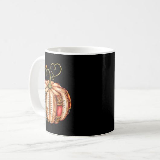 Fall Book Pumpkin Fall Librarians Bookworm Teacher Kaffeetasse (Vorderseite Links)