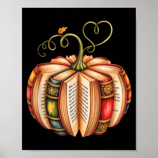 Fall Book Pumpkin Fall Librarians Bookworm Teacher Poster (Vorne)