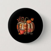 Fall Book Pumpkin Retro Reading Halloween Teacher  Button (Vorderseite)