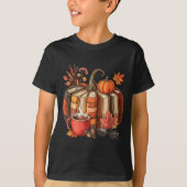 Fall Book Pumpkin Retro Reading Halloween Teacher T-Shirt (Vorderseite)