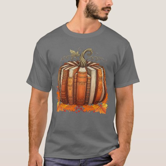 Fall Book Pumpkin Retro Reading Teacher Books Love T-Shirt (Vorderseite)