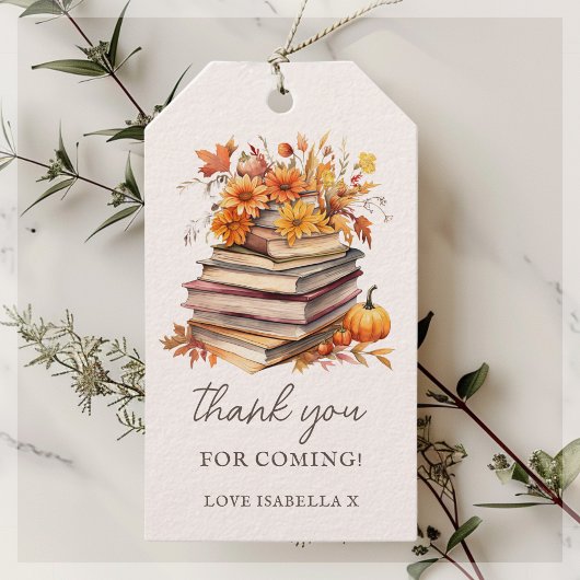 Fall Book Themed | Baby Dusche Vielen Dank für Ihr Geschenkanhänger