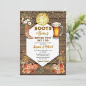 Fall Boots & Brews Western Bier Brautparty Einladung (Stehend Vorderseite)