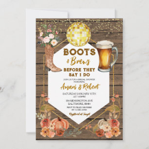 Fall Boots & Brews Western Bier Brautparty Einladung