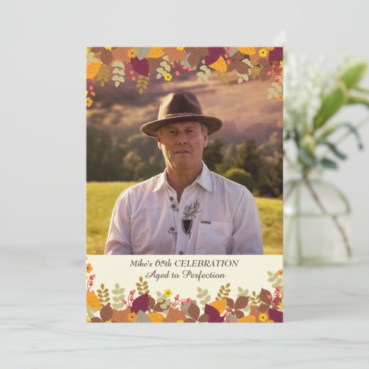 Fall Borders Foto Einladung (Stehend Vorderseite)