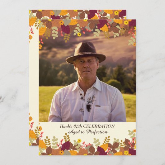 Fall Borders Foto Einladung (Vorne/Hinten)