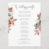 Fall Botanical Wedding | Watercolor Berry Leaves Programm (Rückseite)