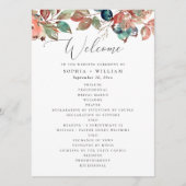 Fall Botanical Wedding | Watercolor Berry Leaves Programm (Vorderseite)