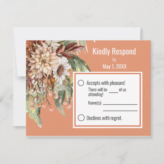 Fall Botanicals (Rust) Wedding RSVP Card (Vorderseite)