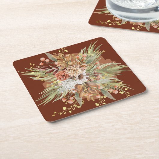 Fall Botanicals Wedding Paper Untersetzer (Rust) (angewinkelt)