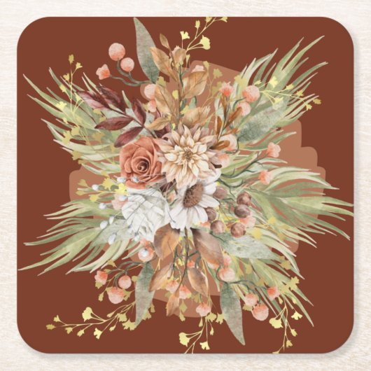 Fall Botanicals Wedding Paper Untersetzer (Rust) (Vorderseite)