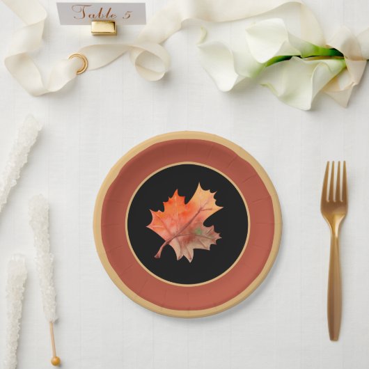 Fall Botanische Ahornbäume Blätter & Terracotta Sc Pappteller (Hochzeit)