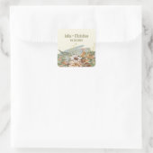 Fall Botanische Hochzeitsticker (grün) Quadratischer Aufkleber (Tasche)