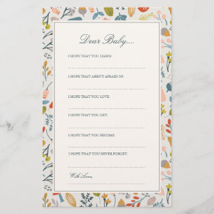 Fall-botanische liebe Baby-Karten Briefpapier
