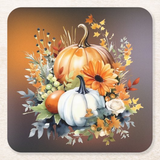 Fall Botanische Pumpkins Papier Untersetzer (Vorderseite)