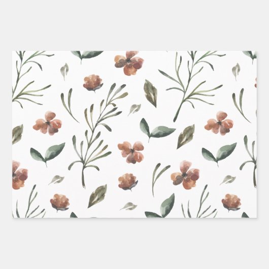 Fall Botanisches Wrapping Paper Flat Sheet Set 3 Geschenkpapier Set