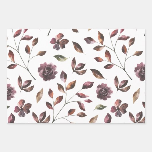 Fall Botanisches Wrapping Paper Flat Sheet Set 3 Geschenkpapier Set (Vorderseite)