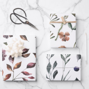 Fall Botanisches Wrapping Paper Flat Sheet Set 3 Geschenkpapier Set
