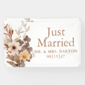 Fall Bouquet Just Married Car Banner (Horizontal)