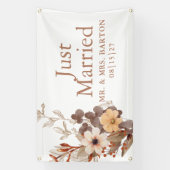 Fall Bouquet Just Married Car Banner (Vertikal)