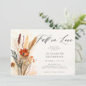 Fall Bouquet Romantic Boho Floral Brautparty Einladung (Stehend Vorderseite)