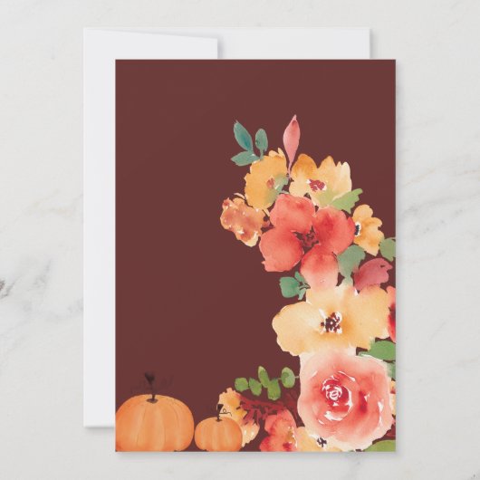 Fall Bow Boho Kürbis Blumendusche Dankeskarte (Rückseite)