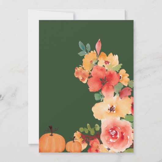 Fall Bow Boho Kürbis Blumengrün Babydusche Dankeskarte (Rückseite)