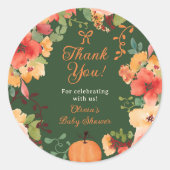 Fall Bow Boho Kürbis Blumenkohl Danke Babydusche Runder Aufkleber (Vorderseite)