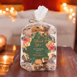 Fall Bow Boho Kürbis Blumenkohl Danke Babydusche Runder Aufkleber