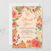 Fall Bow Boho Kürbis Blumenpfirsichdusche Dankeskarte (Vorderseite)