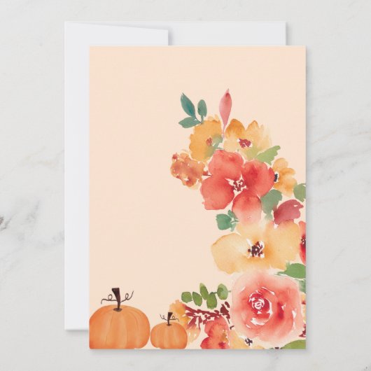 Fall Bow Boho Kürbis Blumenpfirsichdusche Dankeskarte (Rückseite)