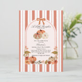 Fall Bow Boho Pumpkin Babydusche Einladung (Stehend Vorderseite)