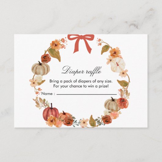 Fall Bow Boho Pumpkin Babydusche Enclosure Card Begleitkarte (Vorderseite)