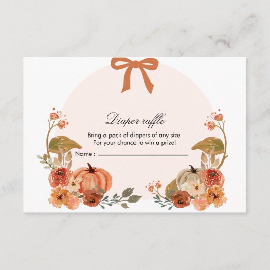 Fall Bow Boho Pumpkin Babydusche Enclosure Card Begleitkarte (Vorderseite)