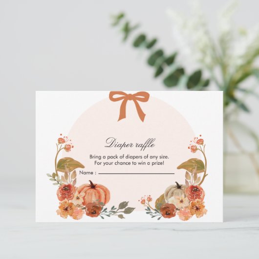 Fall Bow Boho Pumpkin Babydusche Enclosure Card Begleitkarte (Stehend Vorderseite)