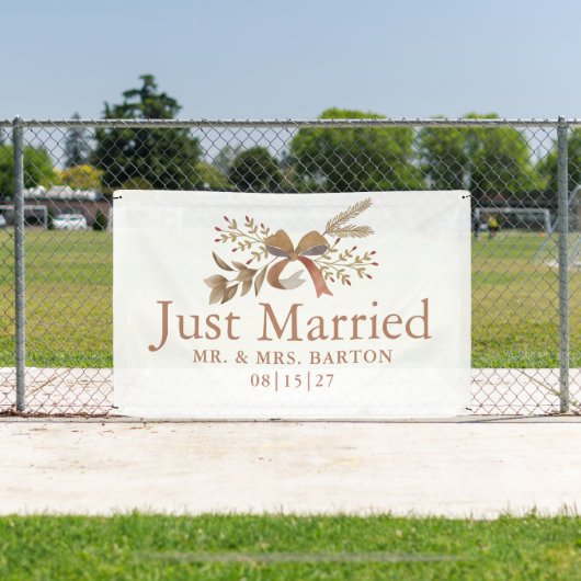 Fall Bow Just Married Car Banner (Insitu)