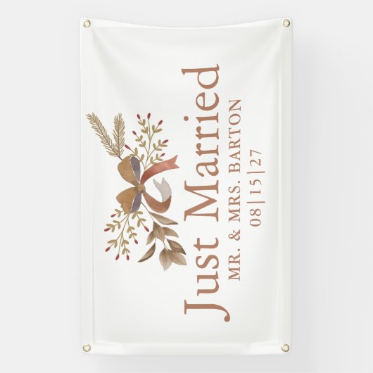 Fall Bow Just Married Car Banner (Vertikal)