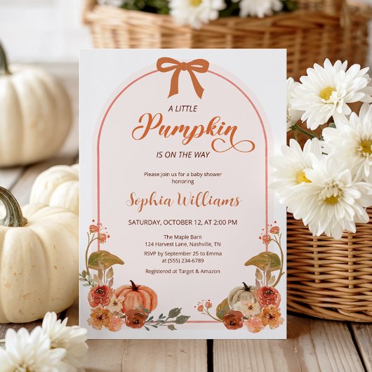 Fall Bow Little Pumpkin Girl Babydusche Einladung