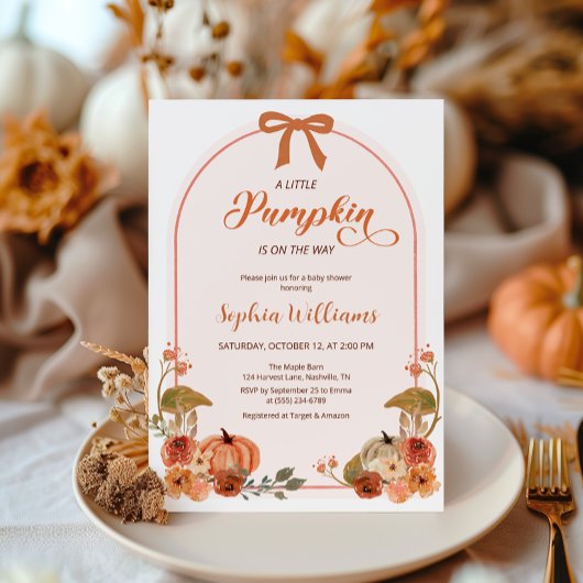 Fall Bow Little Pumpkin Girl Babydusche Einladung