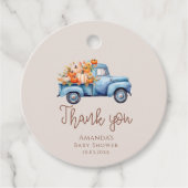 Fall Boy Baby Dusche Blue Pumpkin Truck Geschenkanhänger (Vorderseite)