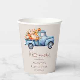 Fall Boy Baby Dusche Blue Pumpkin Truck Pappbecher