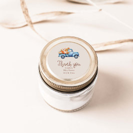 Fall Boy Baby Dusche Blue Pumpkin Truck Runder Aufkleber