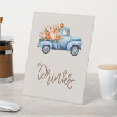 Fall Boy Baby Shower Blue Pumpkin Truck Drinks Sockelschild (In SItu)