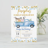 Fall Boy Farm Blue Pumpkin Truck Geburtstag Einladung (Stehend Vorderseite)